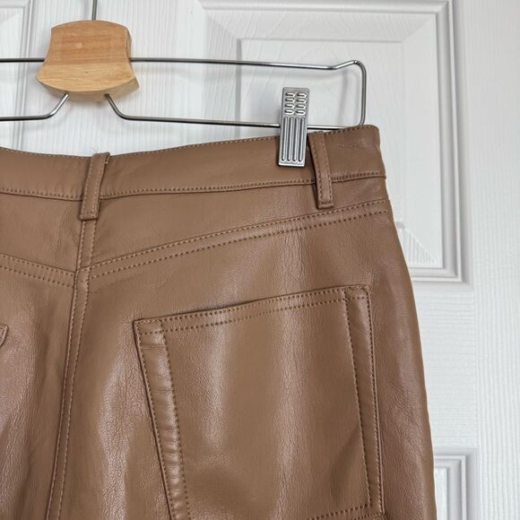 ARITZIA Wilfred The Melina High Waisted Vegan Leather Pants Taupe Size 8 Tall - Picture 9 of 14